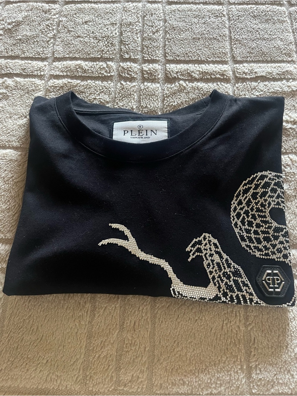 Black Snake-Embellished Philipp Plein Crew Neck Tee